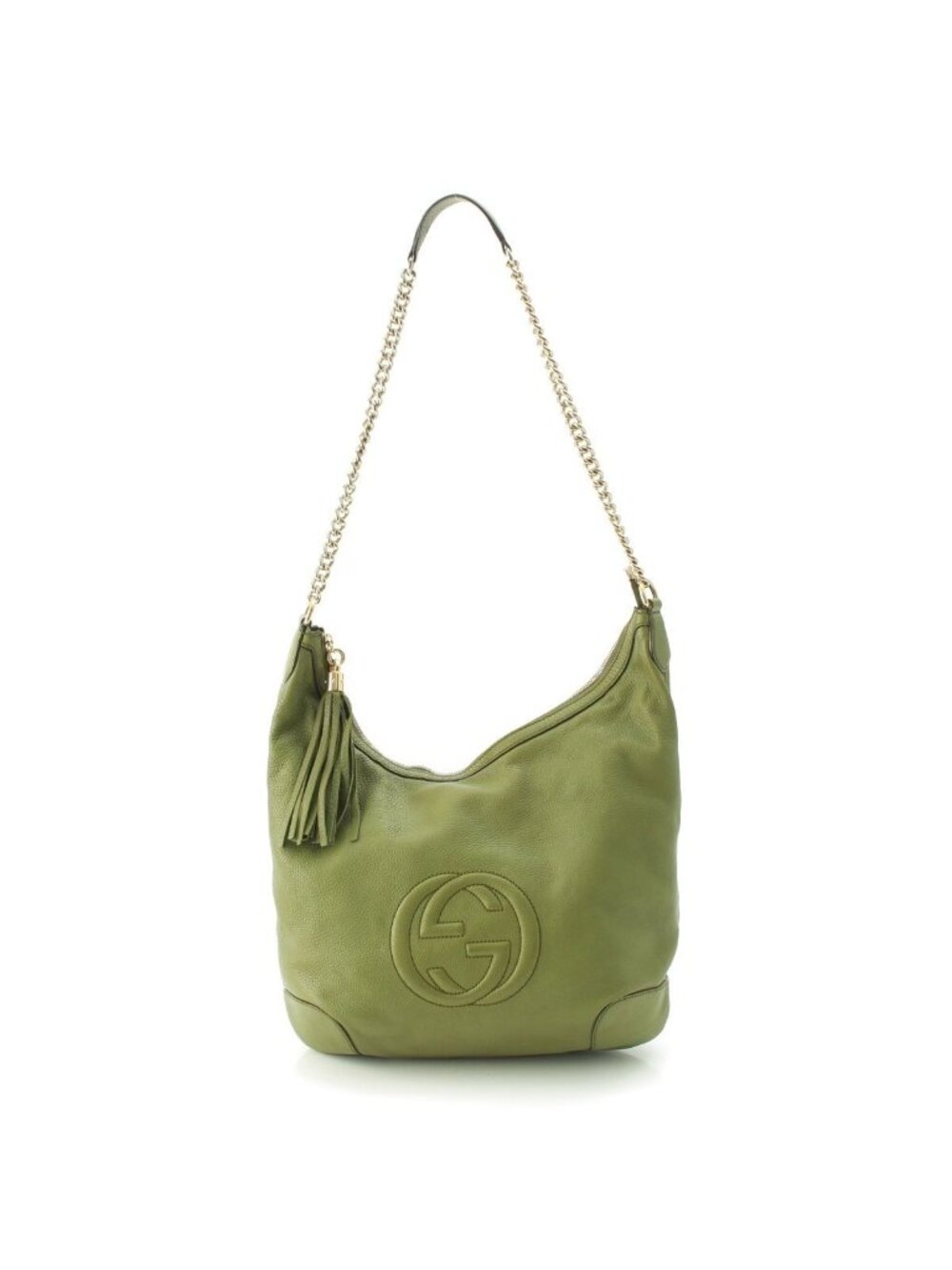 Gucci Soho Leather Rocking Chain Shoulder Bag Green